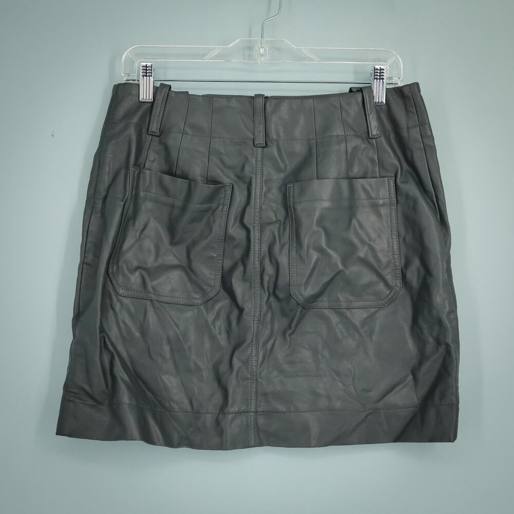 Maeve Anthropologie Size Medium M Colette Gray Faux Leather Pockets Mini Skirt - Picture 3 of 7